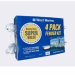 Hot Dock 6.5" x 23" Fender 4-Pack Kit with Fender Whips, White